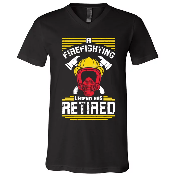 Firefighter Costume A Firefighting Legend Has Retired V-Neck T-Shirt