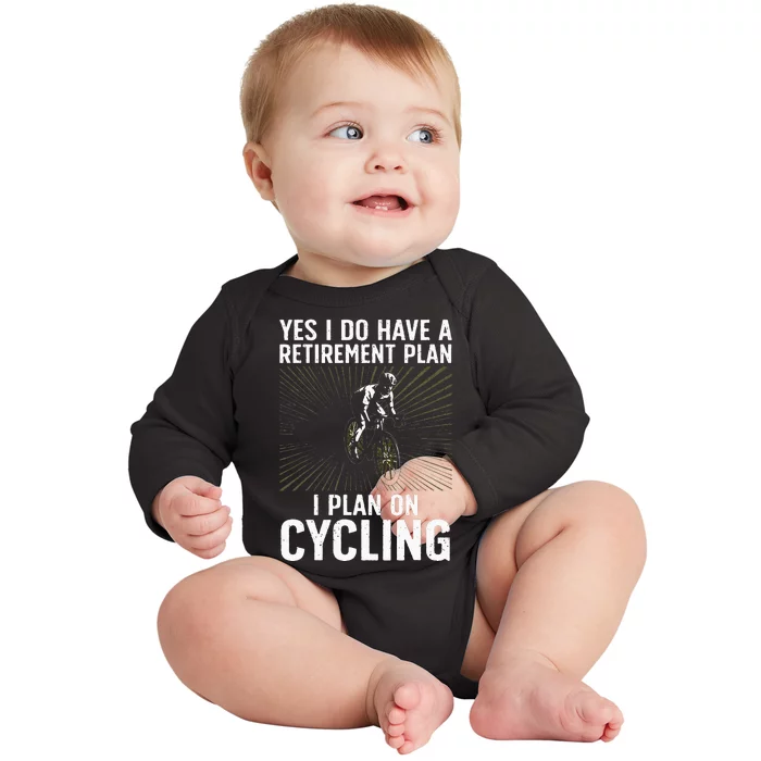 Funny Cycling Art For Men Women Bicyclist Bike Racing Biker Baby Long Sleeve Bodysuit