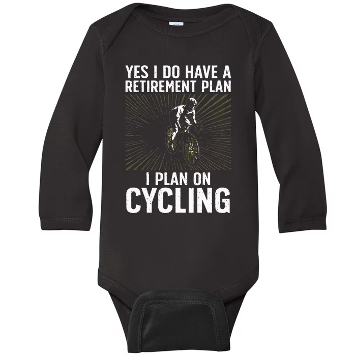 Funny Cycling Art For Men Women Bicyclist Bike Racing Biker Baby Long Sleeve Bodysuit