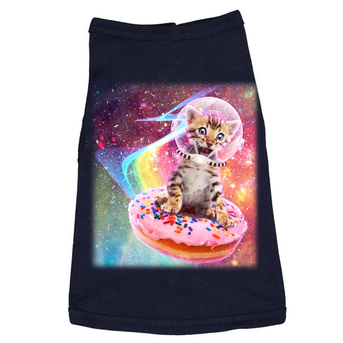 Funny Cute Astronaut Kitty On Rainbow Sprinkle Donut With Galaxy Background Doggie Tank