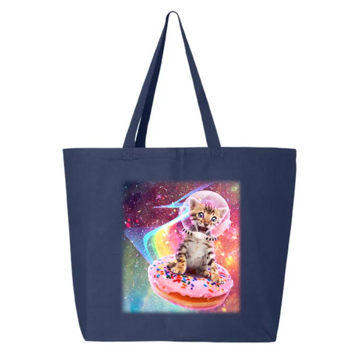 Funny Cute Astronaut Kitty On Rainbow Sprinkle Donut With Galaxy Background 25L Jumbo Tote