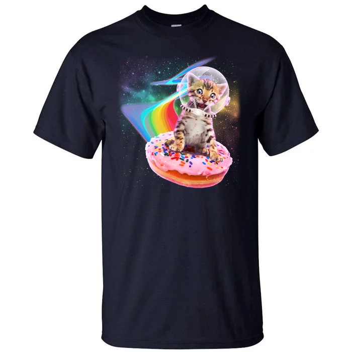 Funny Cute Astronaut Kitty On Rainbow Sprinkle Donut Tall T-Shirt