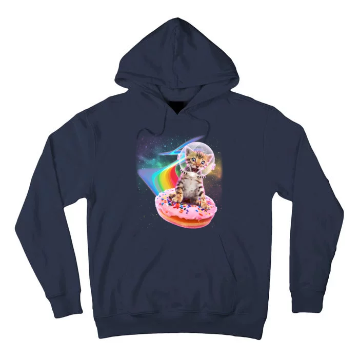 Funny Cute Astronaut Kitty On Rainbow Sprinkle Donut Tall Hoodie