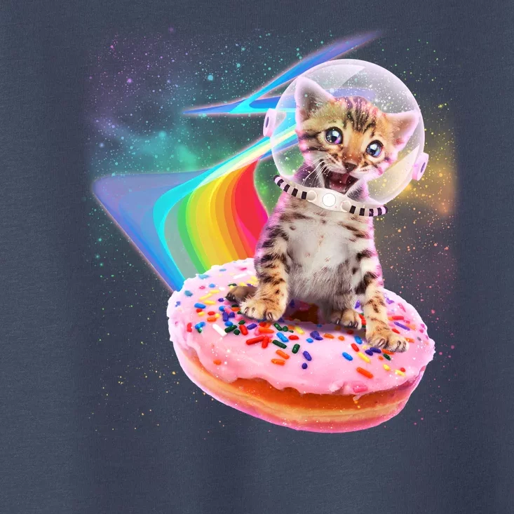 Funny Cute Astronaut Kitty On Rainbow Sprinkle Donut Toddler T-Shirt