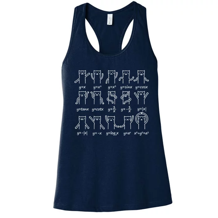 Funny Cat And Math Cat And Algebra Lover Cat Women's Racerback Tank