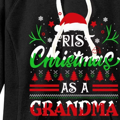 First Christmas As A Grandma Meaningful Gift Santa Hat Ugly Xmas Meaningful Gift Women's Fleece Hoodie