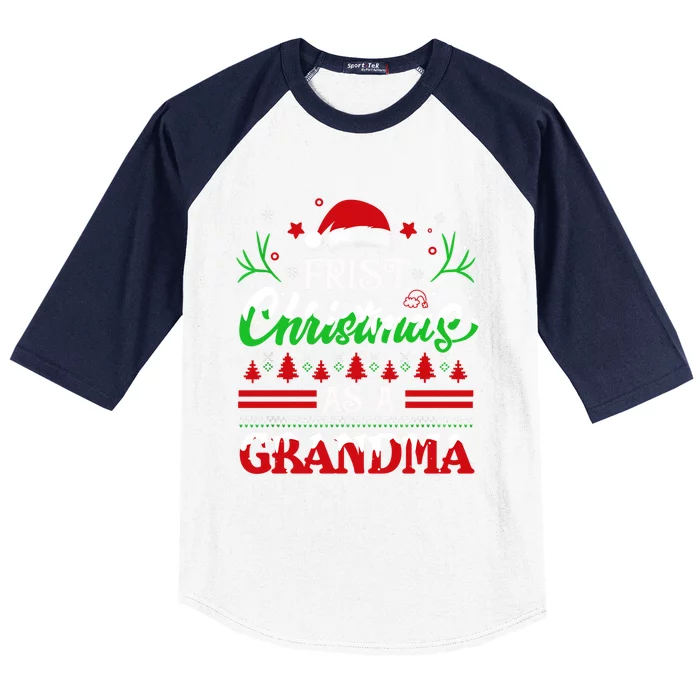 First Christmas As A Grandma Meaningful Gift Santa Hat Ugly Xmas Meaningful Gift Baseball Sleeve Shirt