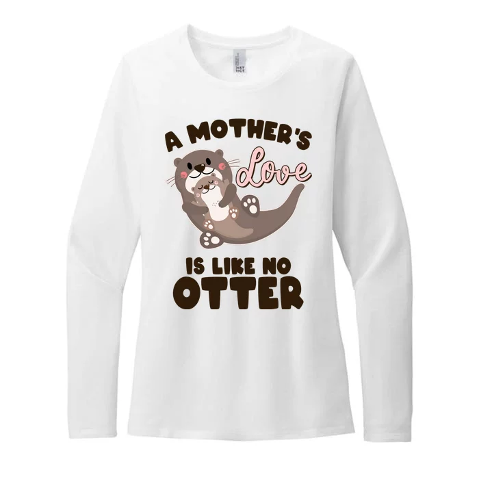 Funny Cute A Mother's Love Is Like No Otter Mama Otter And Baby Womens CVC Long Sleeve Shirt