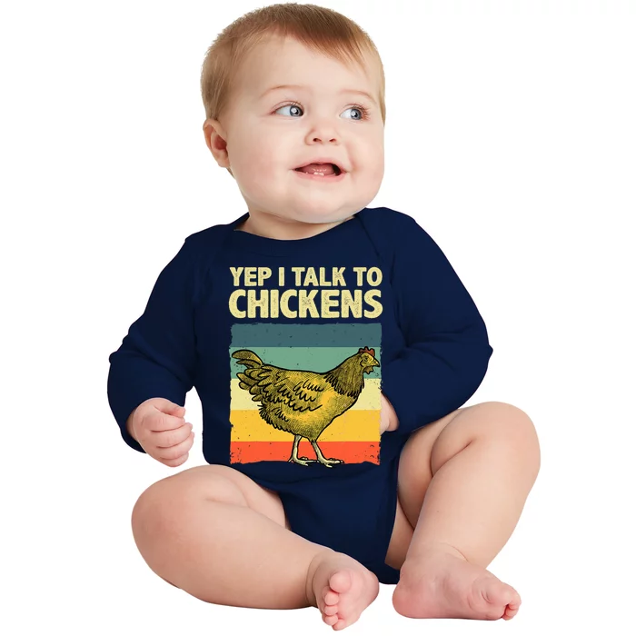 Funny Chicken Art Poultry Chicken Farmer Baby Long Sleeve Bodysuit