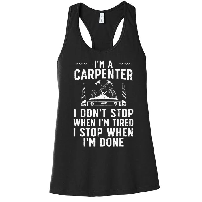 Funny Carpenter Art For Wo Carpenter Tool Carpentry Women's Racerback Tank