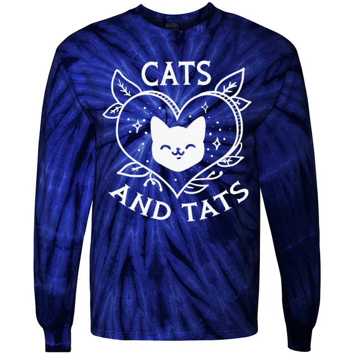 Funny Cats And Tats Product Tattoo Art Design Tie-Dye Long Sleeve Shirt