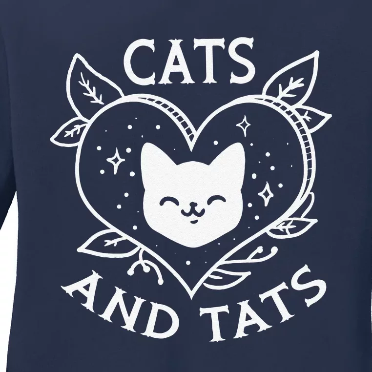 Funny Cats And Tats Product Tattoo Art Design Ladies Long Sleeve Shirt