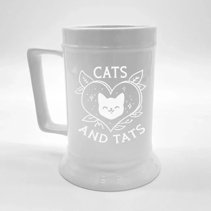 Funny Cats And Tats Product Tattoo Art Design Front & Back Beer Stein