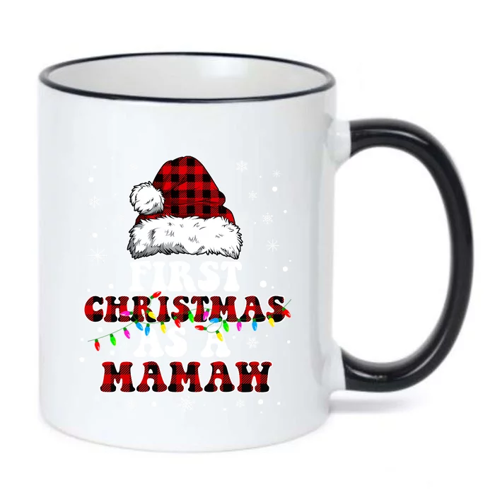 First Christmas As A Mamaw Santa Hat Red Plaid Buffalo Meaningful Gift Black Color Changing Mug