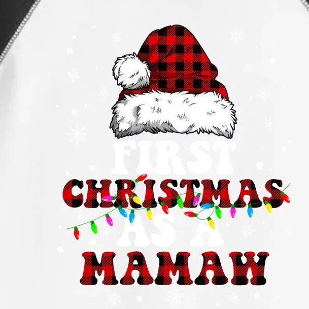 First Christmas As A Mamaw Santa Hat Red Plaid Buffalo Meaningful Gift Toddler Fine Jersey T-Shirt