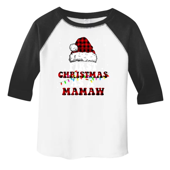 First Christmas As A Mamaw Santa Hat Red Plaid Buffalo Meaningful Gift Toddler Fine Jersey T-Shirt