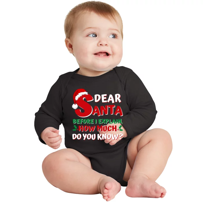 Funny Christmas Adults Santa I Can Explain How Much Do You Know Baby Long Sleeve Bodysuit