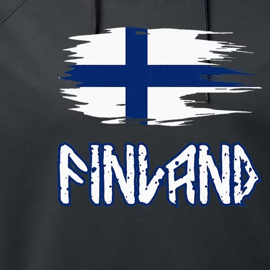 Finland Cool Ancient Nordic Style Flag Performance Fleece Hoodie