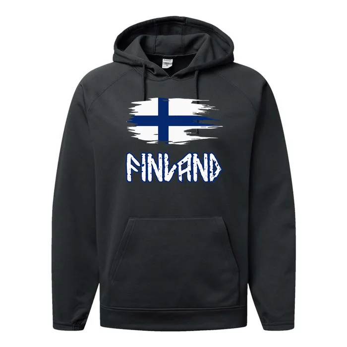 Finland Cool Ancient Nordic Style Flag Performance Fleece Hoodie