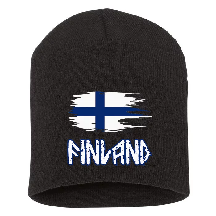 Finland Cool Ancient Nordic Style Flag Short Acrylic Beanie