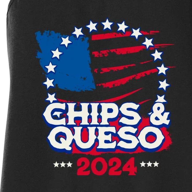 Funny Chips And Queso Patriotic Political Voter Humor 2024 Women's Racerback Tank