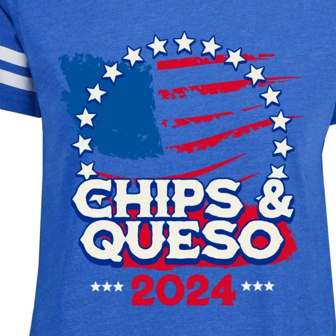 Funny Chips And Queso Patriotic Political Voter Humor 2024 Enza Ladies Jersey Football T-Shirt