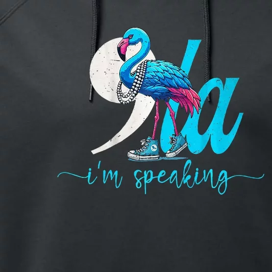 Flamingo Chucks And Pearls Funny Comma La Kamala Harris 2024 Premium Performance Fleece Hoodie