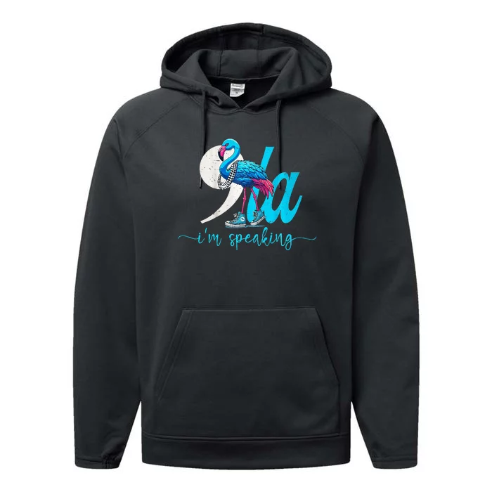 Flamingo Chucks And Pearls Funny Comma La Kamala Harris 2024 Premium Performance Fleece Hoodie