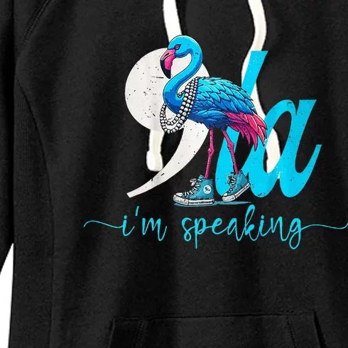 Flamingo Chucks And Pearls Funny Comma La Kamala Harris 2024 Premium Women's Fleece Hoodie