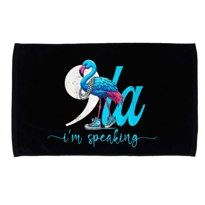 Flamingo Chucks And Pearls Funny Comma La Kamala Harris 2024 Premium Microfiber Hand Towel