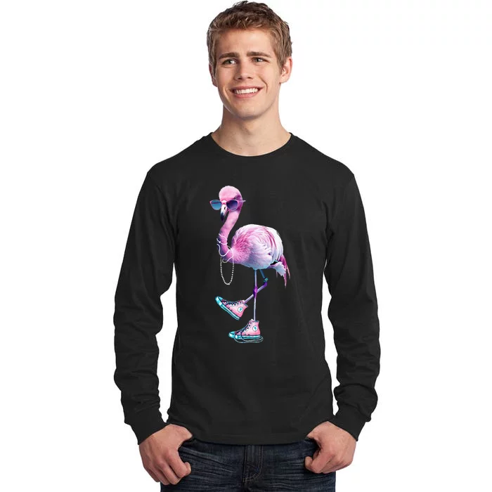 Flamingo Chucks And Pearls Funny Voting 2024 Tall Long Sleeve T-Shirt