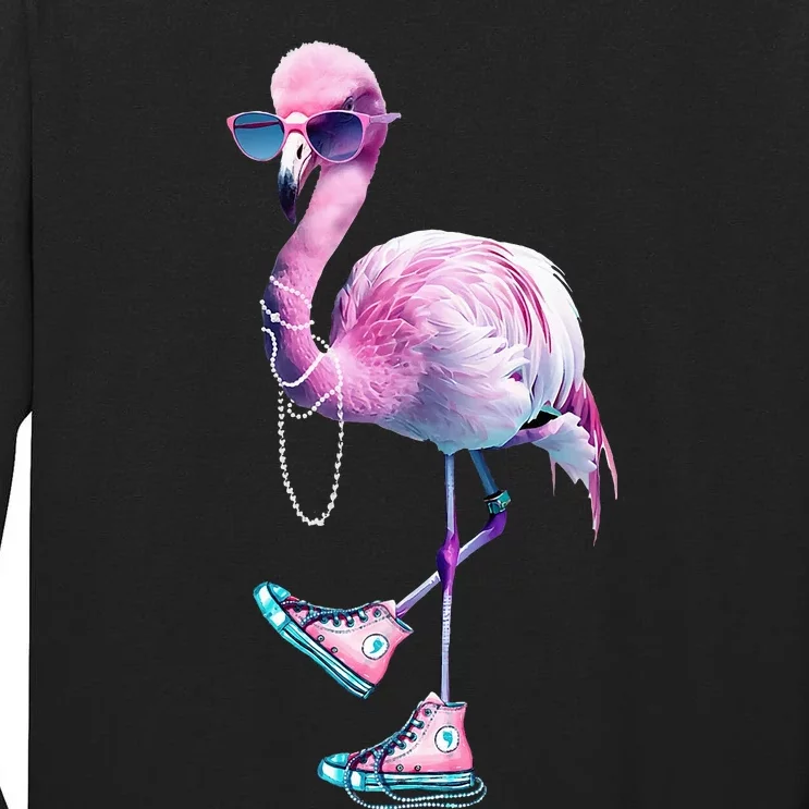 Flamingo Chucks And Pearls Funny Voting 2024 Tall Long Sleeve T-Shirt