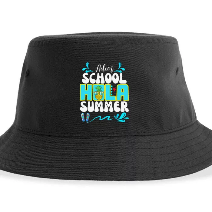 Funny Cute Adios School Hola Summer lovley Sustainable Bucket Hat