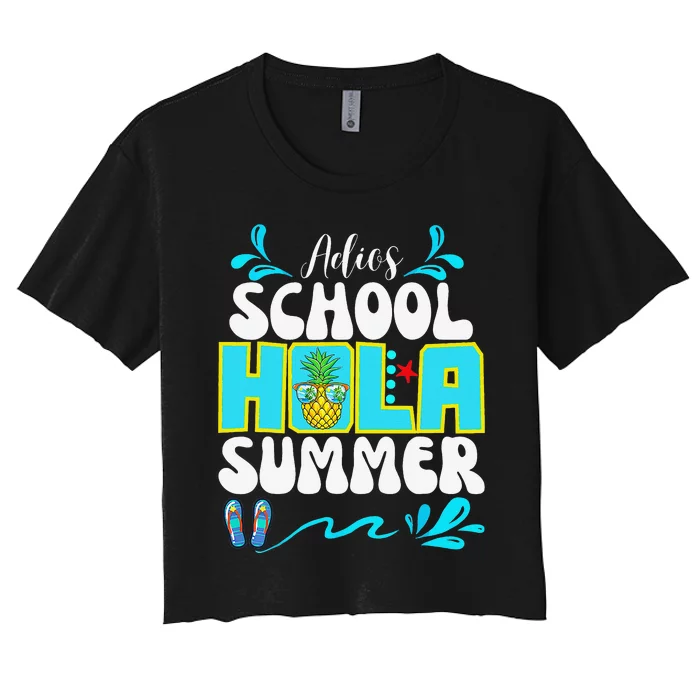 Funny Cute Adios School Hola Summer lovley Women's Crop Top Tee