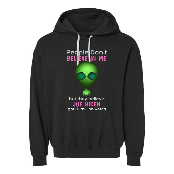 Funny Conservative Anti Biden Tooth Alien Garment-Dyed Fleece Hoodie