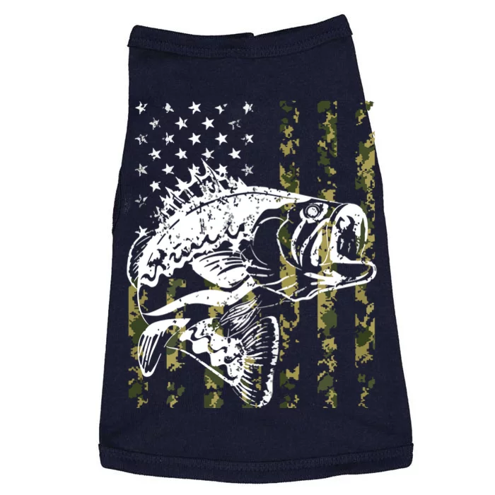 Fishing, Camouflage American Flag Fish, Bass Fish Fisherman Doggie Tank