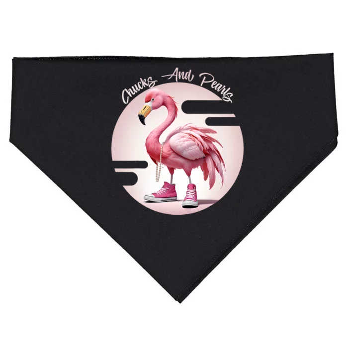 Flamingo Chucks And Pearls Comma La Kamala USA-Made Doggie Bandana