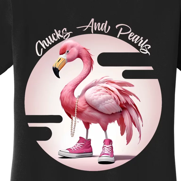 Flamingo Chucks And Pearls Comma La Kamala Women's T-Shirt