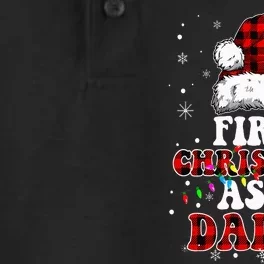 First Christmas As A Daddy Santa Hat Red Plaid Buffalo Dry Zone Grid Performance Polo