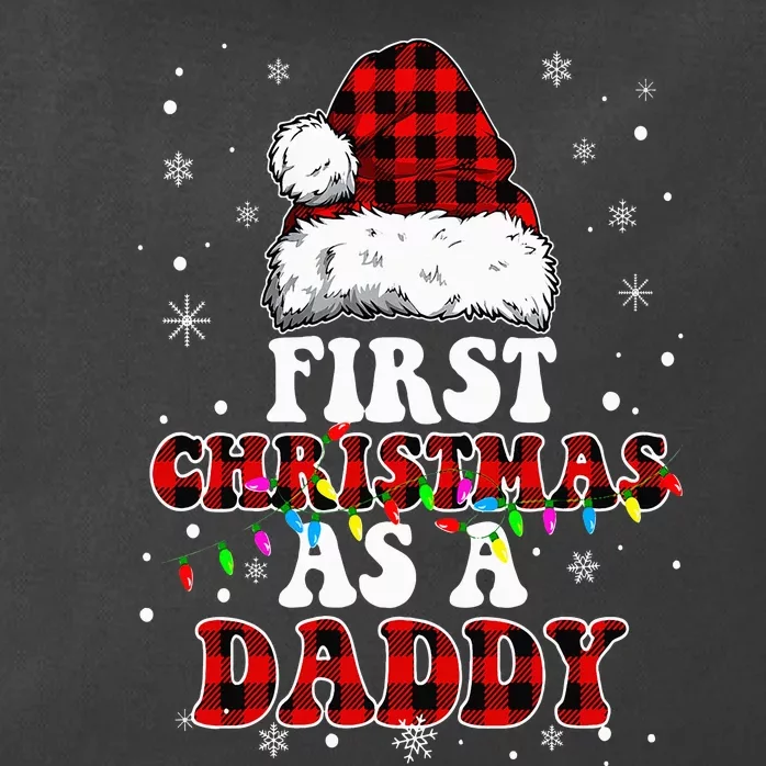 First Christmas As A Daddy Santa Hat Red Plaid Buffalo Zip Tote Bag