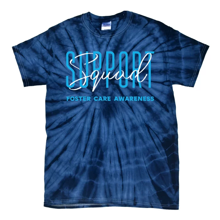 Foster Care Awareness Support Squad Light Blue Ribbon Tie-Dye T-Shirt