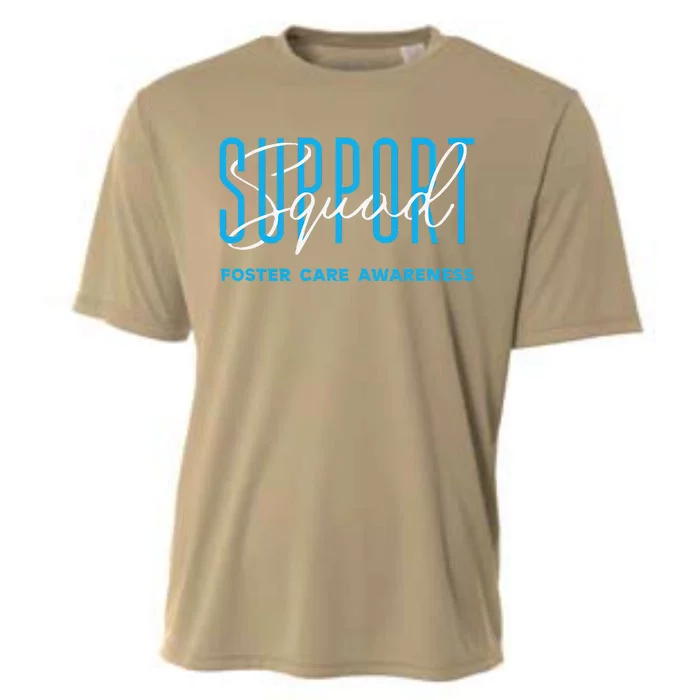 Foster Care Awareness Support Squad Light Blue Ribbon Cooling Performance Crew T-Shirt