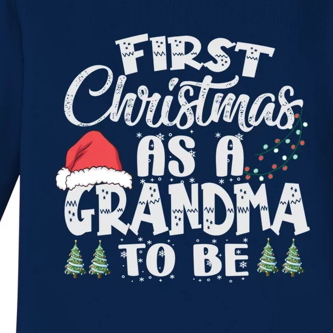 First Christmas As A Grandma To Be Gift Future Granny Xmas Funny Gift Baby Long Sleeve Bodysuit