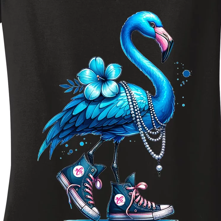 Flamingo Chucks And Pearls Comma La Kamala 2024 Women's V-Neck T-Shirt