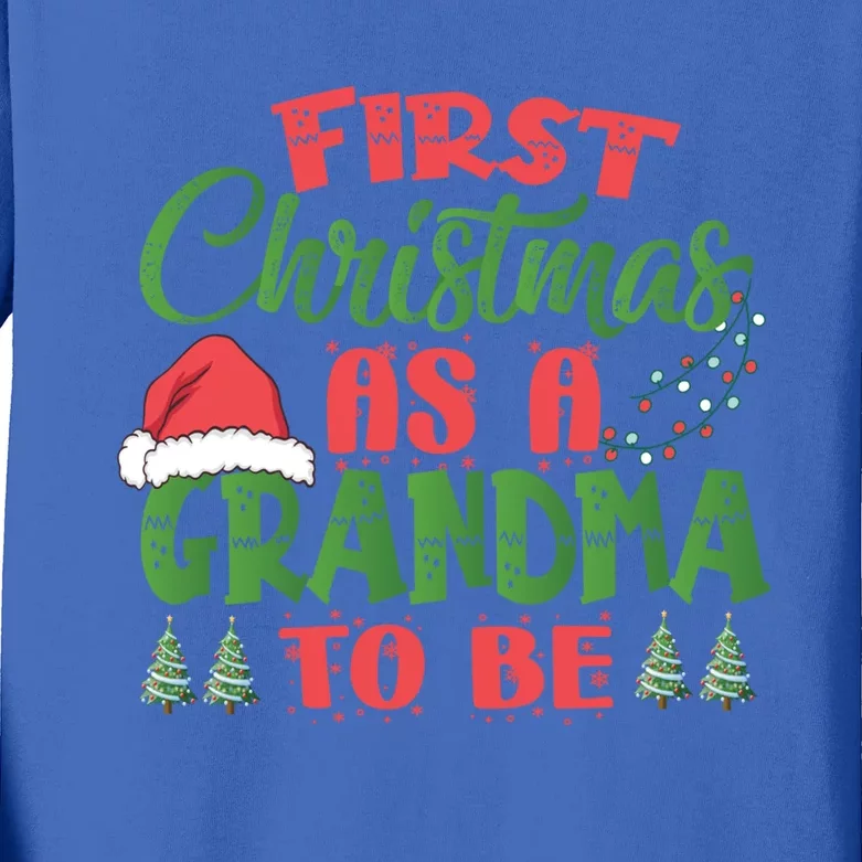 First Christmas As A Grandma To Be Gift Future Granny Xmas Meaningful Gift Kids Long Sleeve Shirt