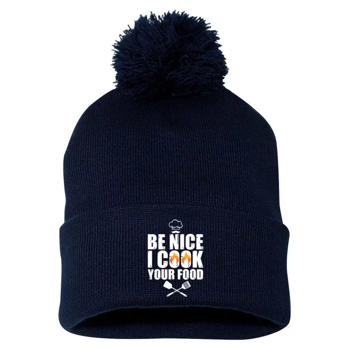 Funny Chef Art For Men Women Restaurant Cooking Food Lover Pom Pom 12in Knit Beanie