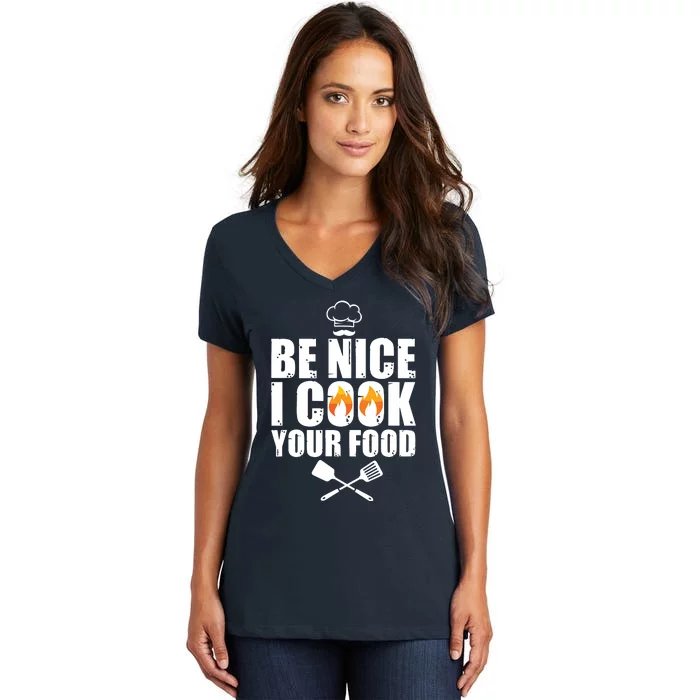 Funny Chef Art For Men Women Restaurant Cooking Food Lover Women's V-Neck T-Shirt