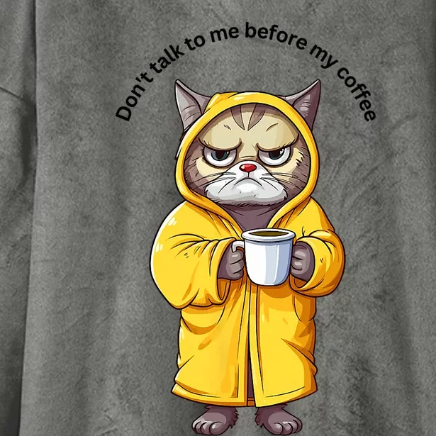 Funny Cat And Coffe Hooded Wearable Blanket