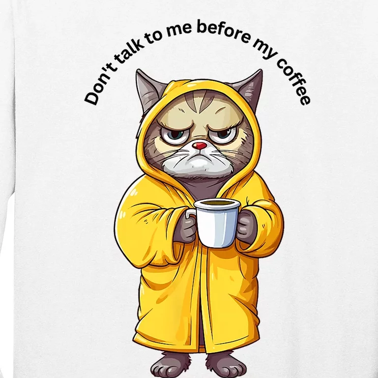 Funny Cat And Coffe Long Sleeve Shirt