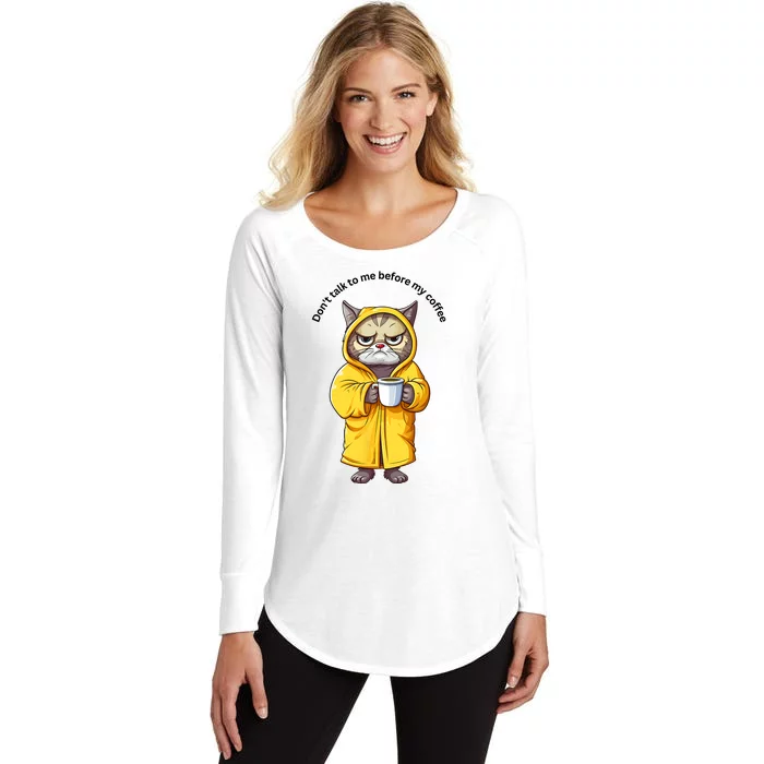 Funny Cat And Coffe Women's Perfect Tri Tunic Long Sleeve Shirt